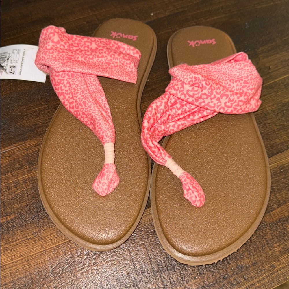 NWT Sanuk-Pink and Brown Sandals